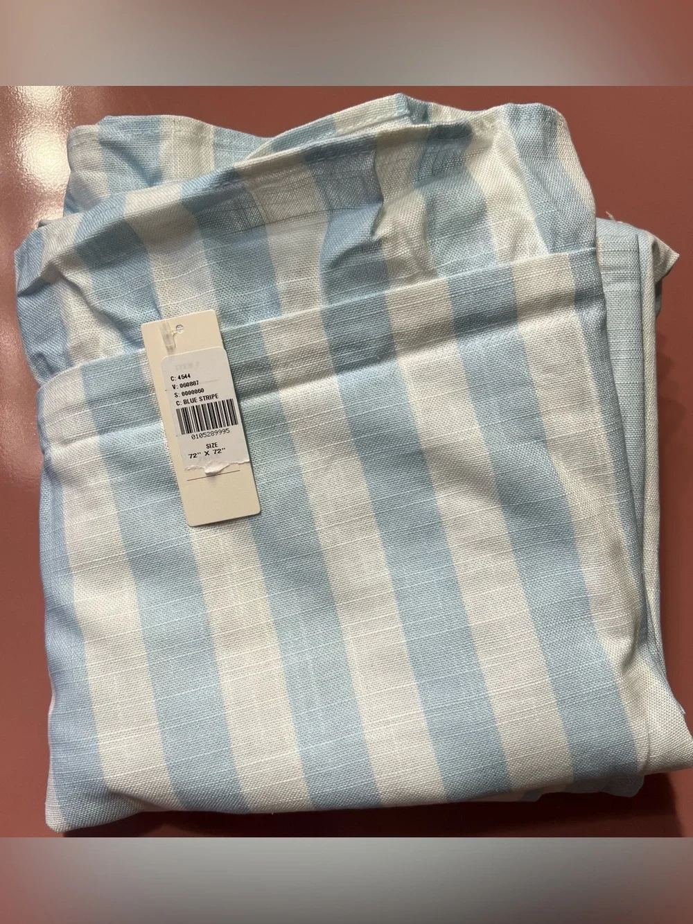 Anthropologie Maeve Organic Cotton Ruffled Stripe Shower Curtain, Light Blue